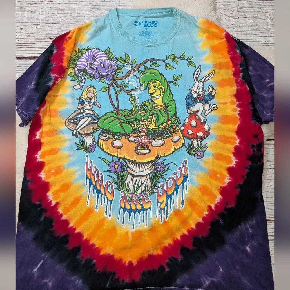 Liquid Blue Alice In Wonderland We're All Mad Here Tye Die Shirt XL - Picture 2 of 10